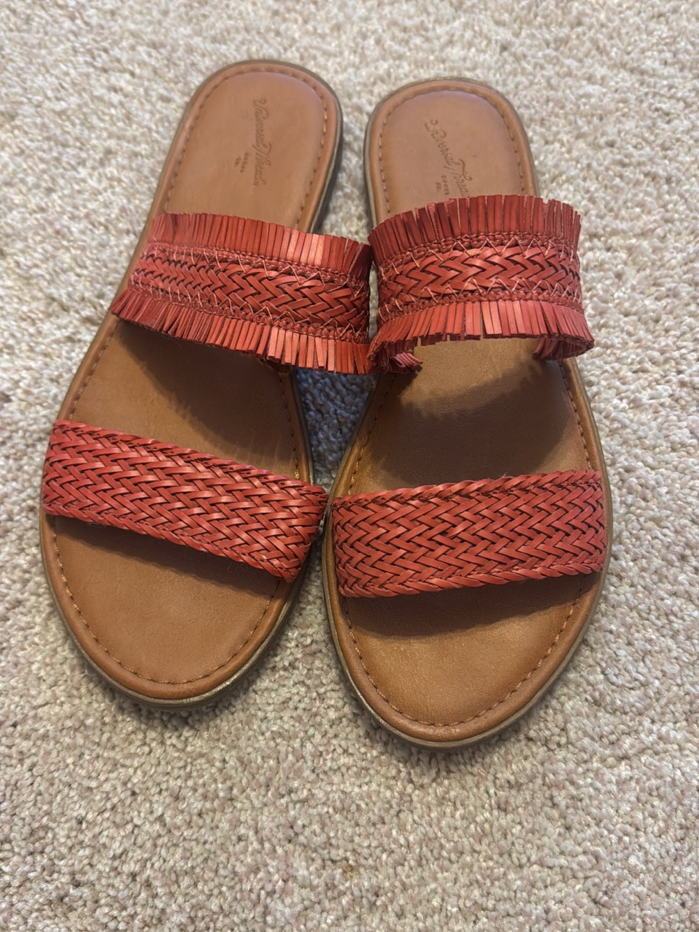 Universal Thread Braided Double-Strap Slide Sandals - Coral Red